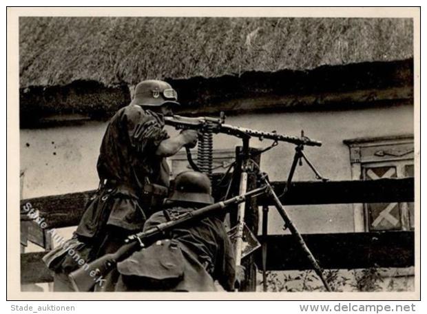 SS Waffen SS Sowjet Widerstand Wird Niedergek&auml;mpft Maschinengewehr Foto-Karte I-II - Weltkrieg 1939-45