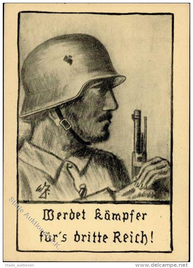 S.A.-Prop-Ak WK II - SA-Opferkarte Werdet K&auml;mpfer F&uuml;rs Dritte Reich!" Sign., I" - Weltkrieg 1939-45