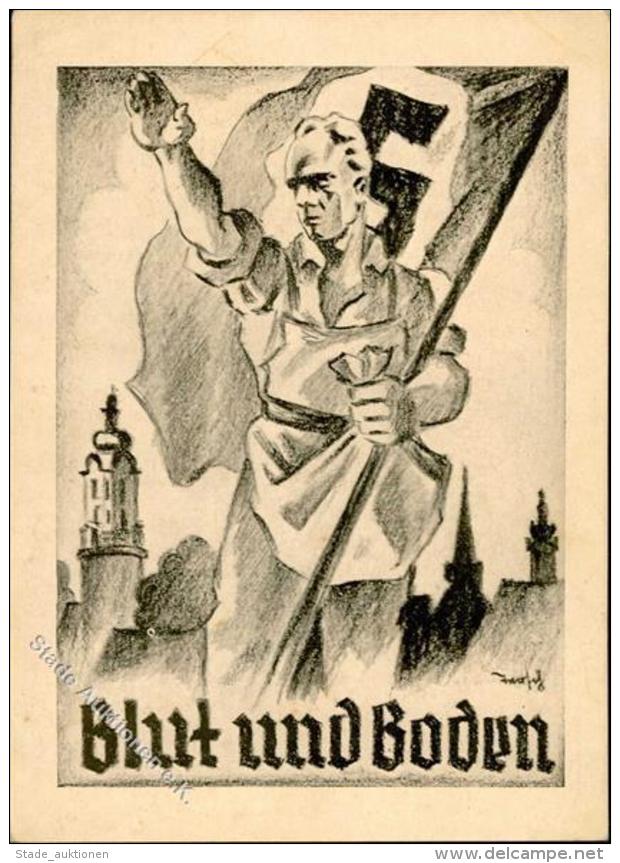 N&Uuml;RNBERG WK II - BLUT Und BODEN, Sign. K&uuml;nstlerkarte I-II - Weltkrieg 1939-45