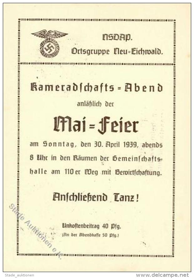 NSDAP NEU-EICHWALD WK II - KAMERADSCHAFT-MAI-FEIER 1939 I-II - War 1939-45