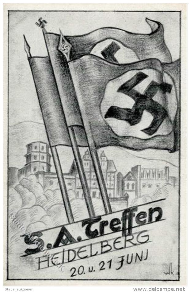 HEIDELBERG WK II - S.A.TREFFEN Heidelberg , Fr&uuml;he Prop.-Ak, R&uuml;cks. Klebestelle, I-II - Weltkrieg 1939-45