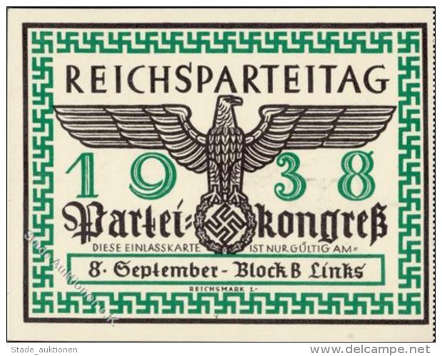 RP N&Uuml;RNBERG 1938 WK II - Einlasskarte 8.Sept. Zum Parteikongress I - Guerre 1939-45