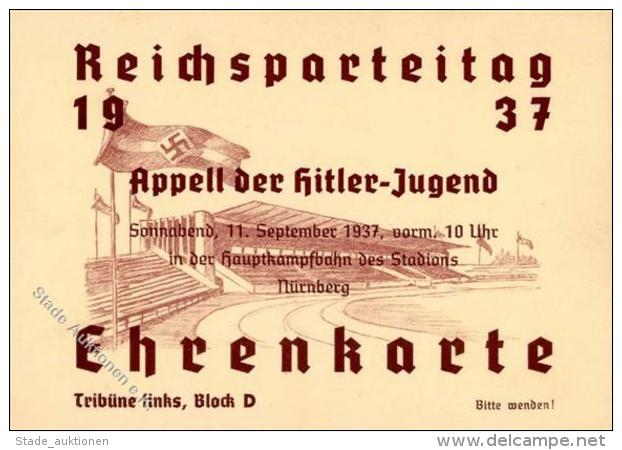 RP N&Uuml;RNBERG 1937 WK II - EHRENKARTE Zum Appell Der Hitler-Jugend I R! - Weltkrieg 1939-45