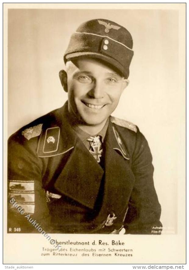 Ritterkreuztr&auml;ger WK II B&auml;ke Oberstleutnant D. Res.  Foto AK I-II - Weltkrieg 1939-45