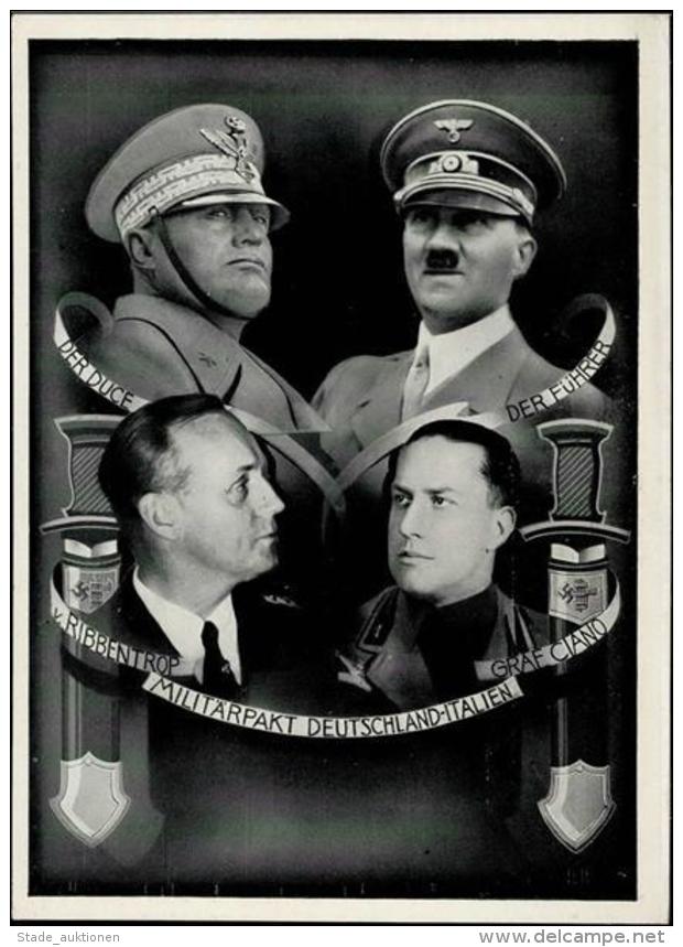 Hitler Mussolini V. Ribbentrop U. Graf Ciano Milit&auml;rb&uuml;ndnis WK II  I-II - Weltkrieg 1939-45