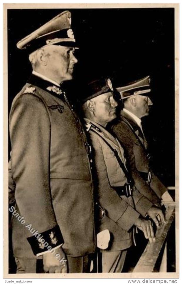 Hitler Mussolini General Maifeld Berlin Olympiade Berlin (1000) 1937 PH M 19 Foto-Karte I-II - Weltkrieg 1939-45