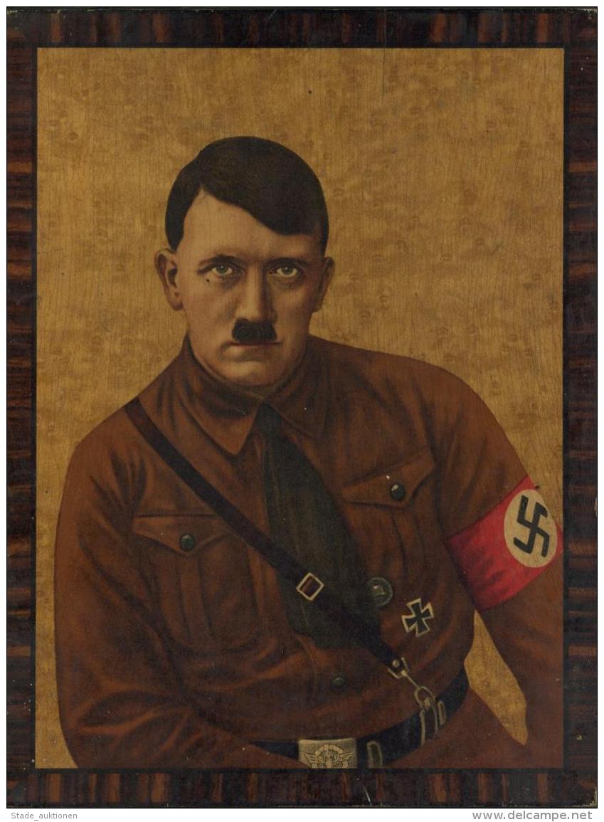 Hitler Kunstdruck Auf Holz 22 X 29 Cm II - Weltkrieg 1939-45