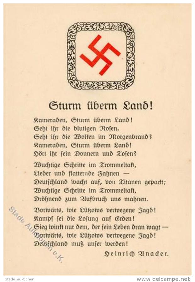 NS-LIEDKARTE WK II - S.-A. Werbekarte Sturm &uuml;berm Land!" I-II" - Weltkrieg 1939-45