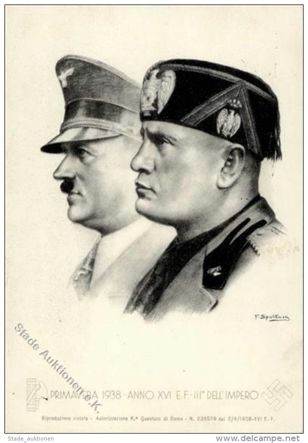 Mussolini Hitler WK II   K&uuml;nstlerkarte I-II - Weltkrieg 1939-45