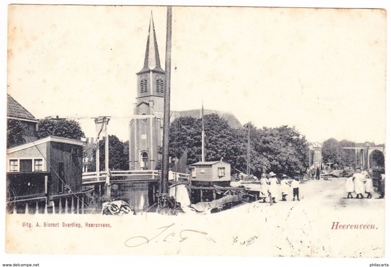 Heerenveen - Brug Met Kerk En Volk - 1902 - Heerenveen