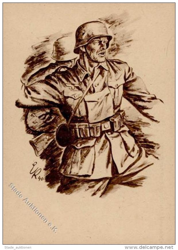 Propaganda WK II Sign. Kretschmann, Ernst Soldat K&uuml;nstlerkarte I- - Weltkrieg 1939-45