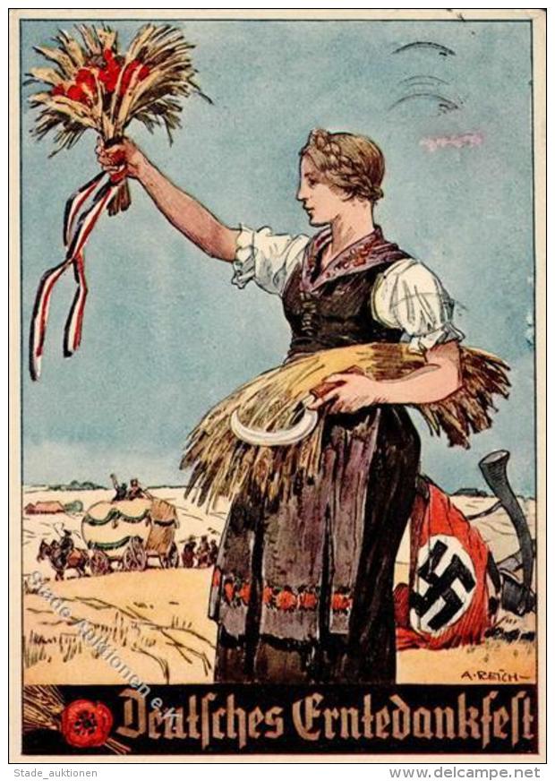 Propaganda WK II Deutsches Erntedankfest Sign. Reich, A. K&uuml;nstler-Karte I-II (Absch&uuml;rfung) - Weltkrieg 1939-45