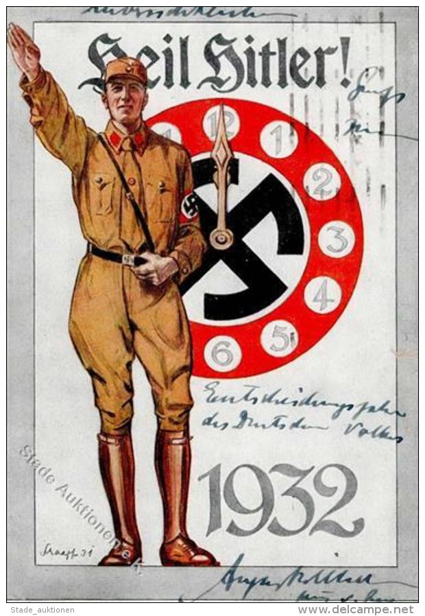 Propaganda WK II 1932 Sign. Schaaf Seltene K&uuml;nstler-Karte II R! (kleiner Einriss, Ringsum Beschnitten, Bug) R!R! - Weltkrieg 1939-45