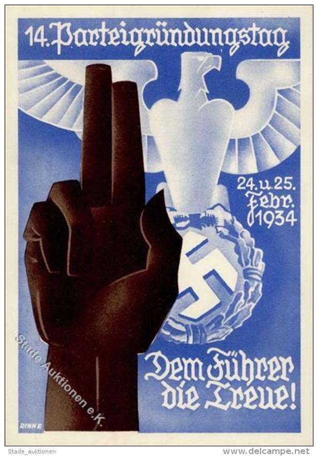 Propaganda WK II 14. Pateigr&uuml;ndungstag Sign. Rinne K&uuml;nstler-Karte I-II - Weltkrieg 1939-45