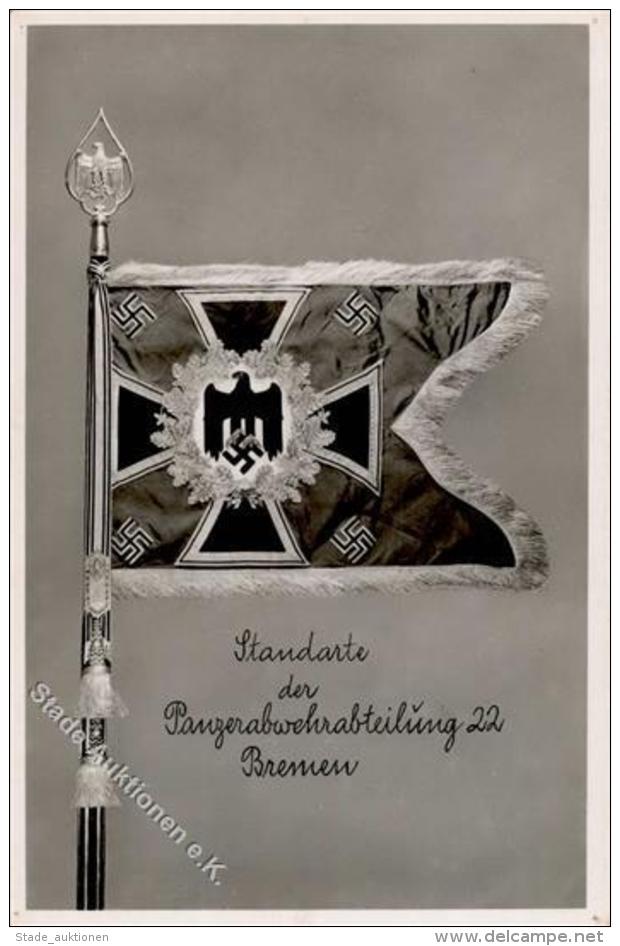 Fahne / Standarte WK II Panzerabwehrabteilung 22 Bremen WK II    Foto AK I-II - Weltkrieg 1939-45