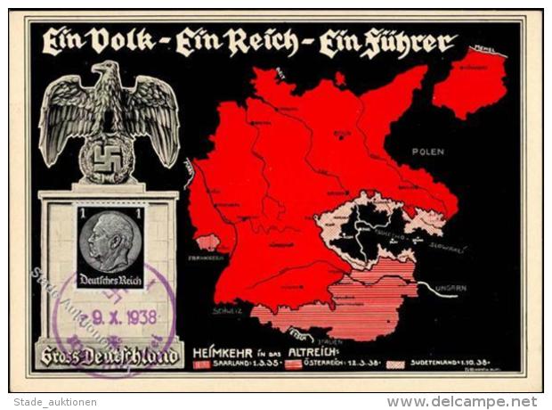 NS-LANDKARTE WK II - SUDETENLANDBEFREIUNG S-o 1938 Mit Zudruck Grossdeutschland I - Oorlog 1939-45