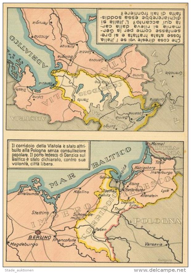 NS-LANDKARTE WK II - Klappkarte Der KORRIDOR (ital. Text) I - Weltkrieg 1939-45