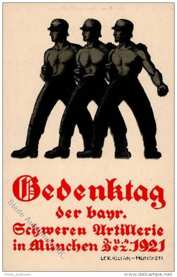 Weimarer Republik M&uuml;nchen (8000) Gedenktag Der Bayr. Schweren Artillerie Sign. Kilian K&uuml;nstlerkarte I-II - Guerra 1914-18