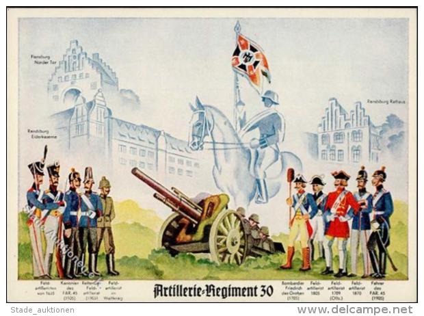 Regiment Nr. 30 Artillerie Rgmt. WK II K&uuml;nstlerkarte I-II - Regimente