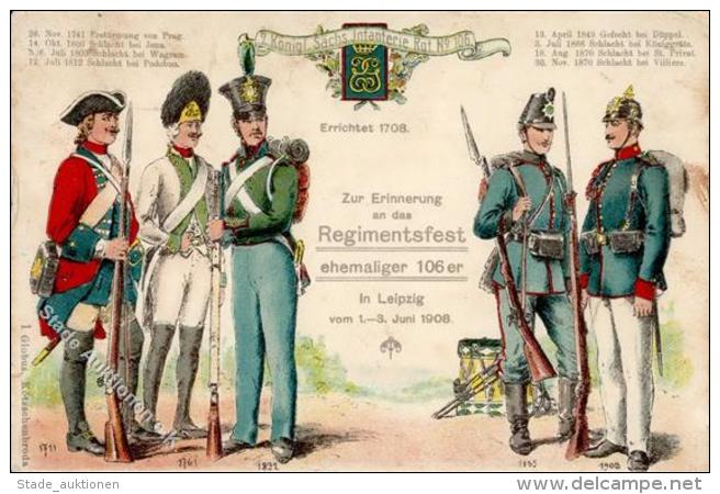 Regiment Leipzig (O7000) 7. K&ouml;nigl. S&auml;chs. Infanterie Regt. Nr. 106 1908 I-II (fleckig) - Regiments