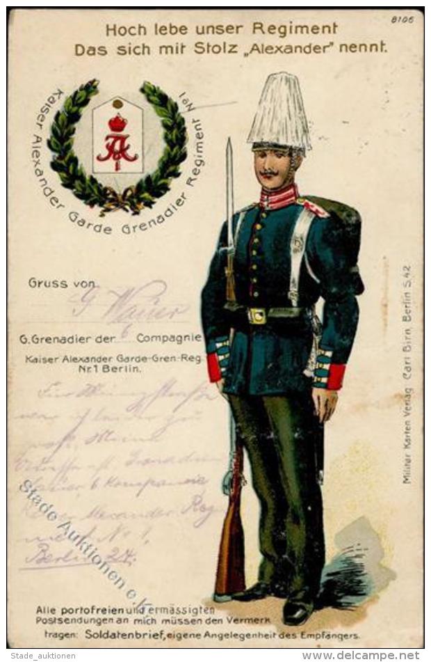 Regiment Kaiser Alexander Garde Grenadier Regt. Nr. 1 1910 I-II (fleckig) - Regimente