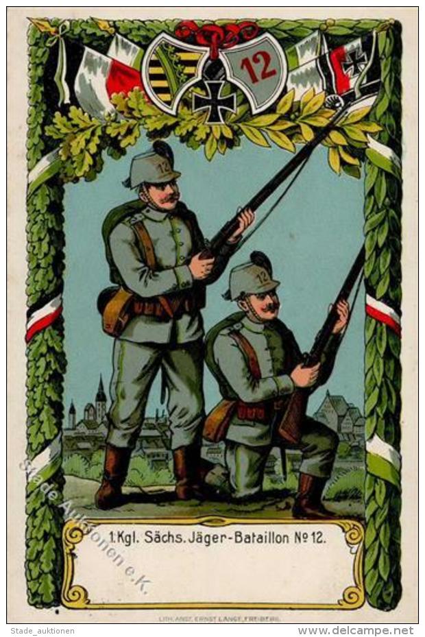 Regiment Freiberg (O9200) 1. Kgl S&auml;chs. J&auml;ger Bataillon Nr. 12 1916 I-II - Regimente