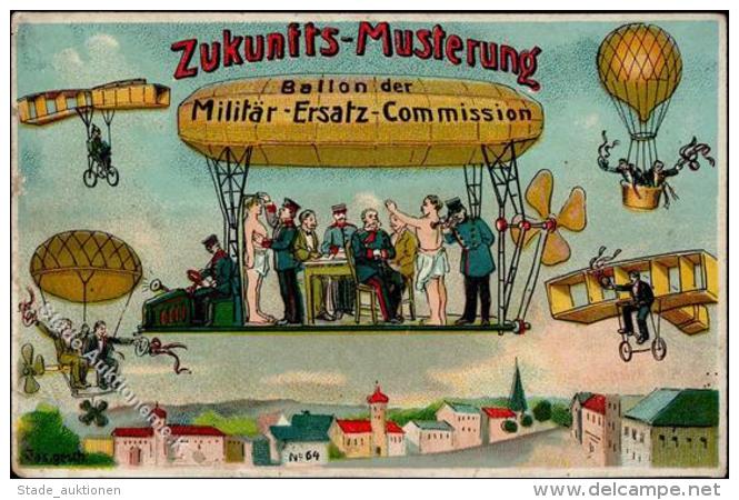 Musterung, Zukunfts-Musterung, Ballon Der Milit&auml;r-Ersatz-Commission, Kleine Randm&auml;ngel, Ca. 1910 I-II - Sonstige & Ohne Zuordnung
