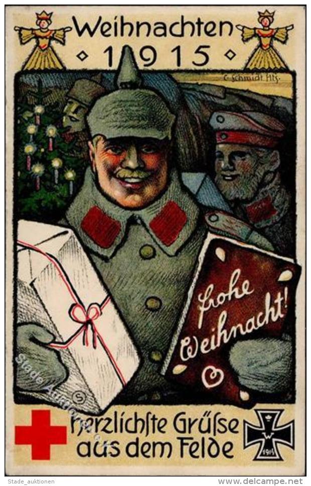 Weihnacht Im Feld WK I Rotes Kreuz Soldat Lebkuchen Sign. Schmidt, G. K&uuml;nstlerkarte 1916 I-II - Sonstige & Ohne Zuordnung