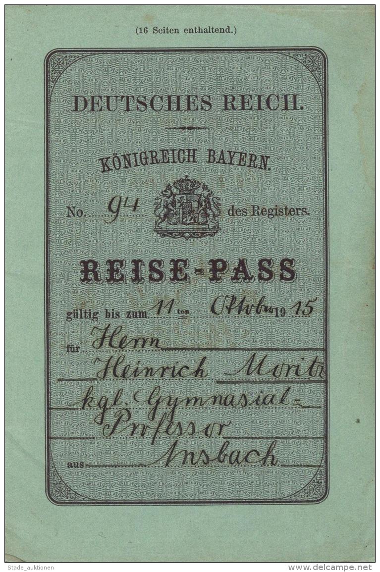 WK I Dokumente Reisepass K&ouml;nigreich Bayern 1915 I-II (altersbedingete Gebrauchsspuren) - Andere & Zonder Classificatie