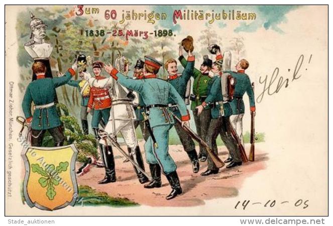 Bismarck 60 J&auml;hriges Milit&auml;rjubil&auml;um Lithographie 1903 I-II - Persönlichkeiten