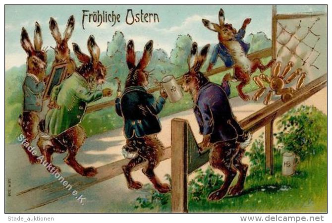 Hase Personifiziert Kegeln Bier Ostern  Pr&auml;gedruck 1908 I-II Paques Bi&egrave;re - Sonstige & Ohne Zuordnung