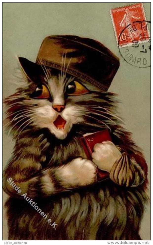Katze Personifiziert K&uuml;nstlerkarte 1909 I-II (kleiner Einriss) Chat - Katzen