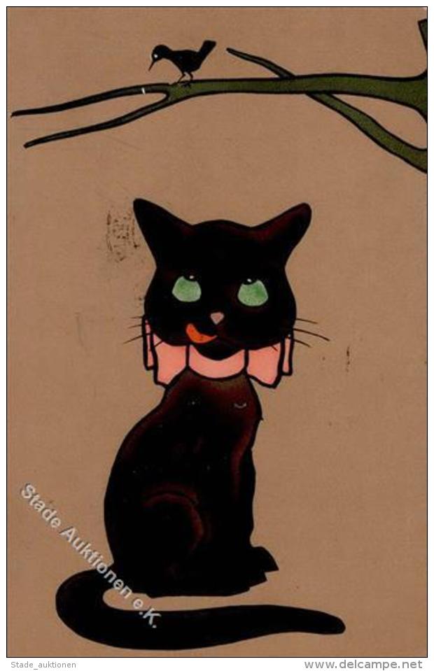 Katze Meissner U. Buch  K&uuml;nstlerkarte 1914 I-II Chat - Katzen