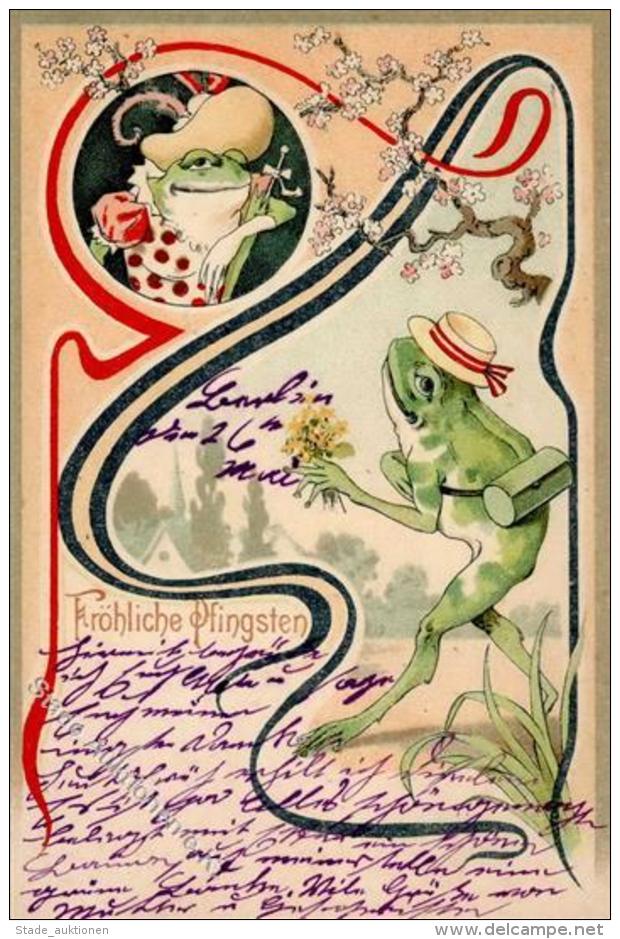 Frosch Personifiziert Pfingsten  Lithographie 1901 I-II Grenouille - Sonstige & Ohne Zuordnung