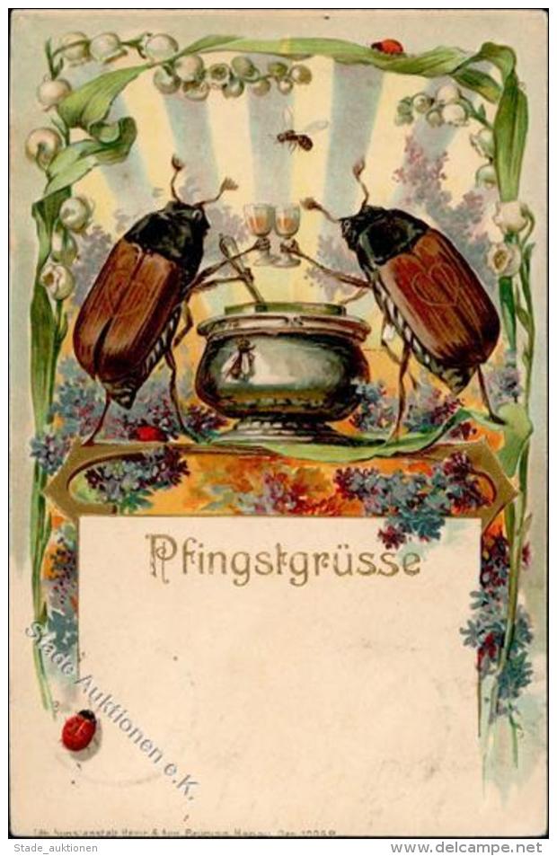 Maik&auml;fer Personifiziert Pfingsten Wein  Pr&auml;gedruck 1909 I-II Hanneton Vigne - Altri & Non Classificati