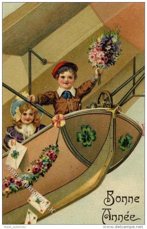 Neujahr Kinder Ballon  Pr&auml;gedruck 1910 I-II Bonne Annee - Neujahr