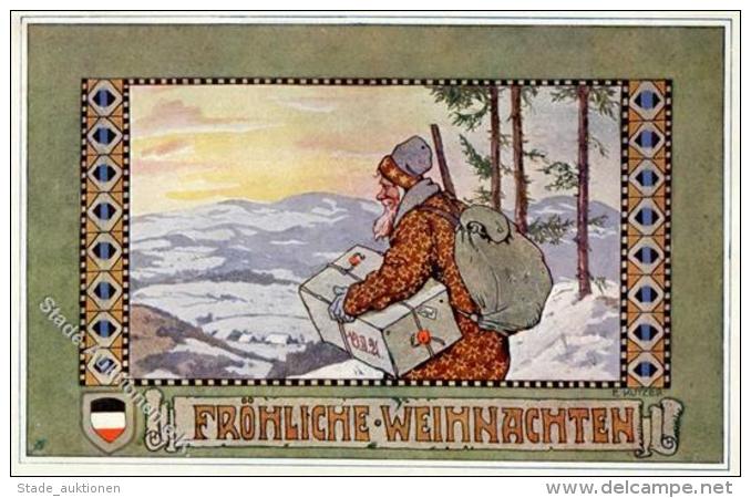 WEIHNACHTSMANN - Weihnachtskarte , Sign. E.Kutzer I - Sonstige & Ohne Zuordnung