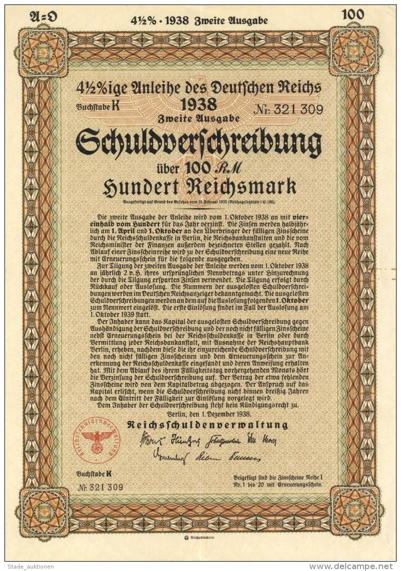 Geld WK II Lot Mit 7 Schuldverschreibungen &uuml;ber 100 RM 1938 I-II Argent - Sonstige & Ohne Zuordnung