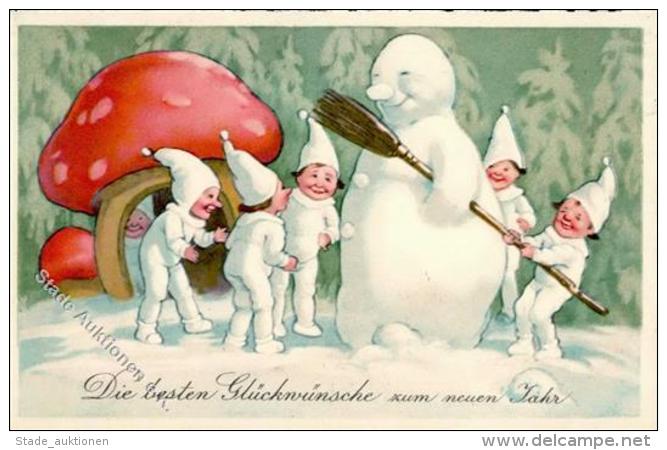 Schneemann Pilze Zwerge I-II Lutin - Sonstige & Ohne Zuordnung