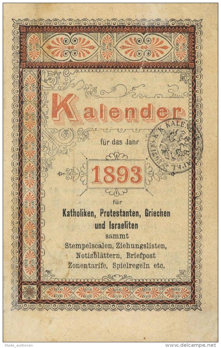 Kalender 1893 Mit Notizbuch Sehensw&uuml;rdigkeiten Wien Posttarife Usw. I-II (altersbedingete Gebrauchsspuren) - Sonstige & Ohne Zuordnung