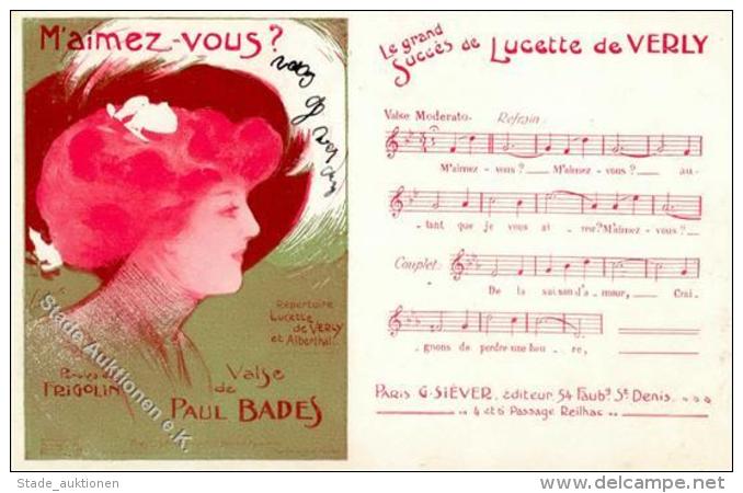 Liederkarte M'aimez Vous Valse De Paul Bades K&uuml;nstlerkarte I-II - Sonstige & Ohne Zuordnung