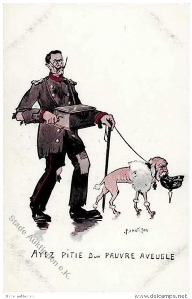 Drehorgel Hund Personifiziert Karikatur Sign. Chatillon, P  K&uuml;nstlerkarte I-II (fleckig) Orgue De Barbarie Chien - Sonstige & Ohne Zuordnung