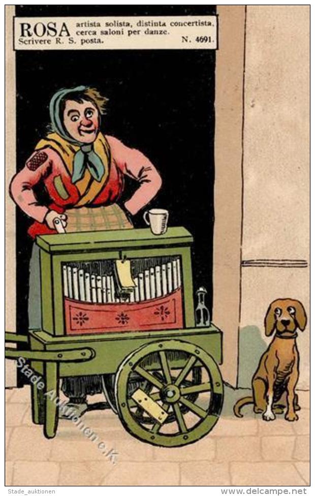 Drehorgel Hund Frau  K&uuml;nstlerkarte I-II Orgue De Barbarie Chien - Sonstige & Ohne Zuordnung