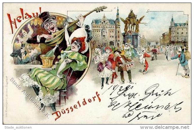 Drehorgel D&uuml;sseldorf (4000) Karneval  Lithographie 1901 I-II Orgue De Barbarie - Sonstige & Ohne Zuordnung