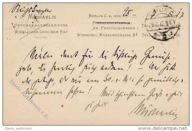 Autograph Reichskanzler U. Preussischer Ministerpr&auml;sident Georg Michaelis 1917 I-II - Sonstige & Ohne Zuordnung