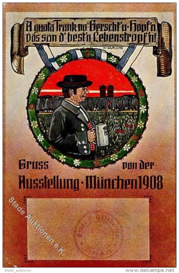 Oktoberfest M&uuml;nchen 1908, Farbig (Oilette), K2 Gru&szlig; Vom Oktoberfest, 5 Pf Gr&uuml;n (2), K2 M&Uuml;NCHEN 4 OC - Sonstige & Ohne Zuordnung