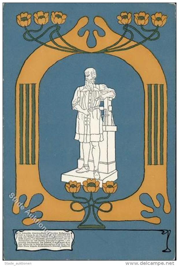 Gutenberg Lehnertsche Gutenberg Statue K&uuml;nstlerkarte I-II (Ecke Abgestossen) - Sonstige & Ohne Zuordnung
