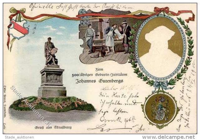 Gutenberg 500 J&auml;hriges Jubil&auml;um Lithographie 1900 I-II - Sonstige & Ohne Zuordnung