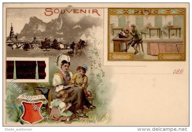 Suchard Schokolade Konton Schwyz Frau Kinder I-II - Werbepostkarten