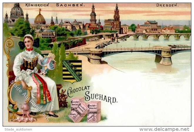 Suchard Schokolade Dresden (O8000) Lithographie I-II (Ecke Abgestossen) - Werbepostkarten